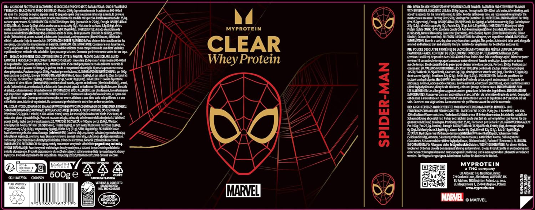 Limited Edition MyProtein Clear Whey 500g Spiderman - Raspberry and Cranberry - Image 9
